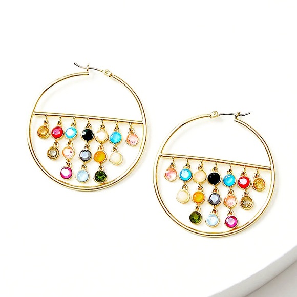 LOFT Jewelry - NWT LOFT Multicolor Gold Tone Round Hoops